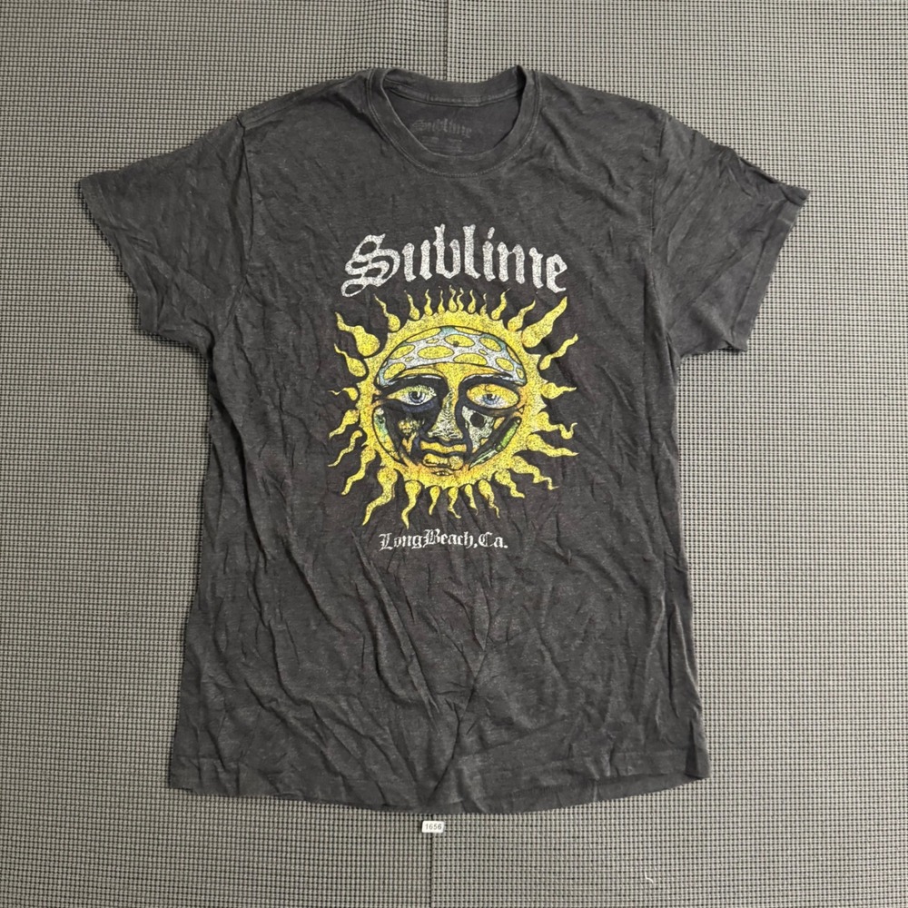 Sublime Long Beach Sun Logo T-Shirt Tagged L Fits M Charcoal